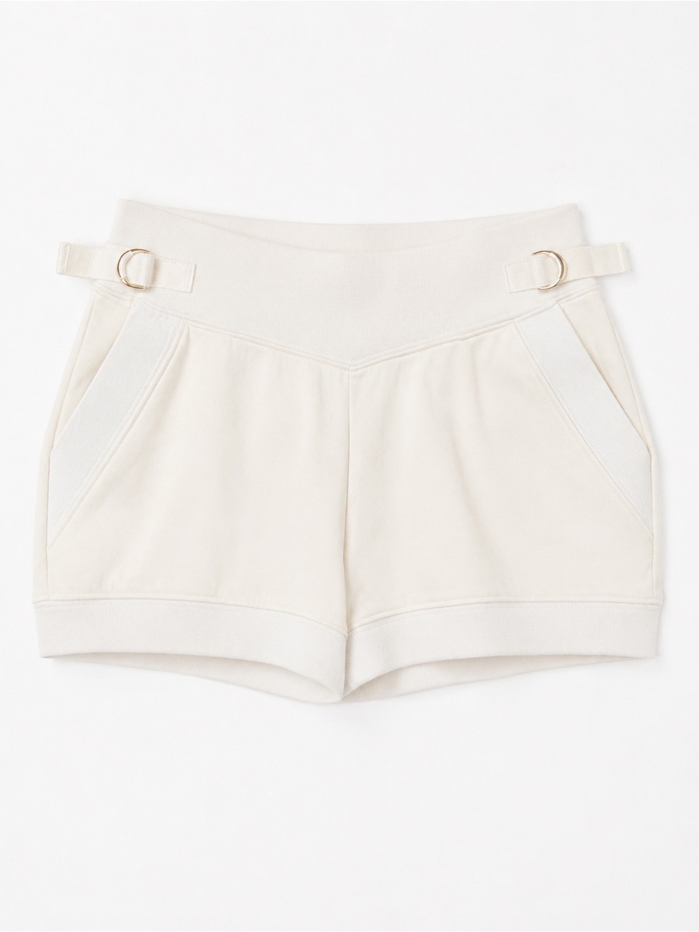 Love Moschino Cream  Shorts with Gold D-Ring Accents